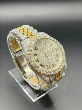Two-Tone Gold & Silver Crystal Pave Women's Bracelet Watch